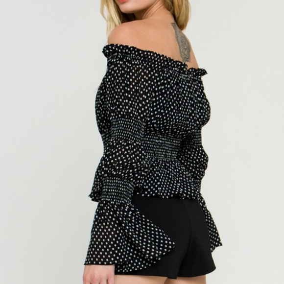 Polka Dot Off the Shoulder Top - Picture 3 of 7